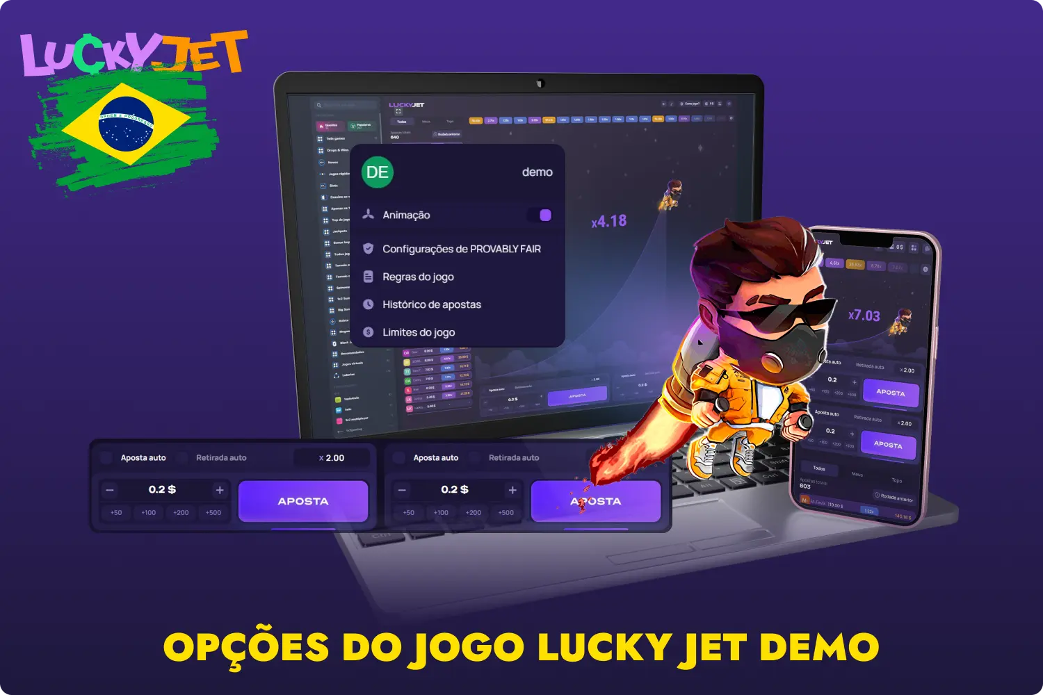 O jogo de demonstração Lucky Jet tem várias características que permitem aos brasileiros diversificar a sua experiência de jogo