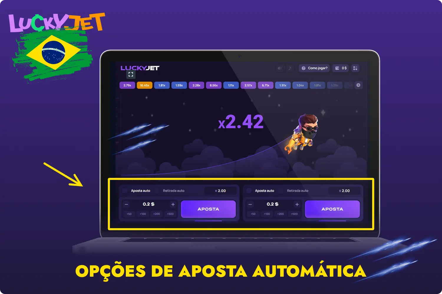 O jogo Lucky Jet tem opções de apostas automáticas e de levantamento automático, o que pode ser útil para os jogadores do Brasil