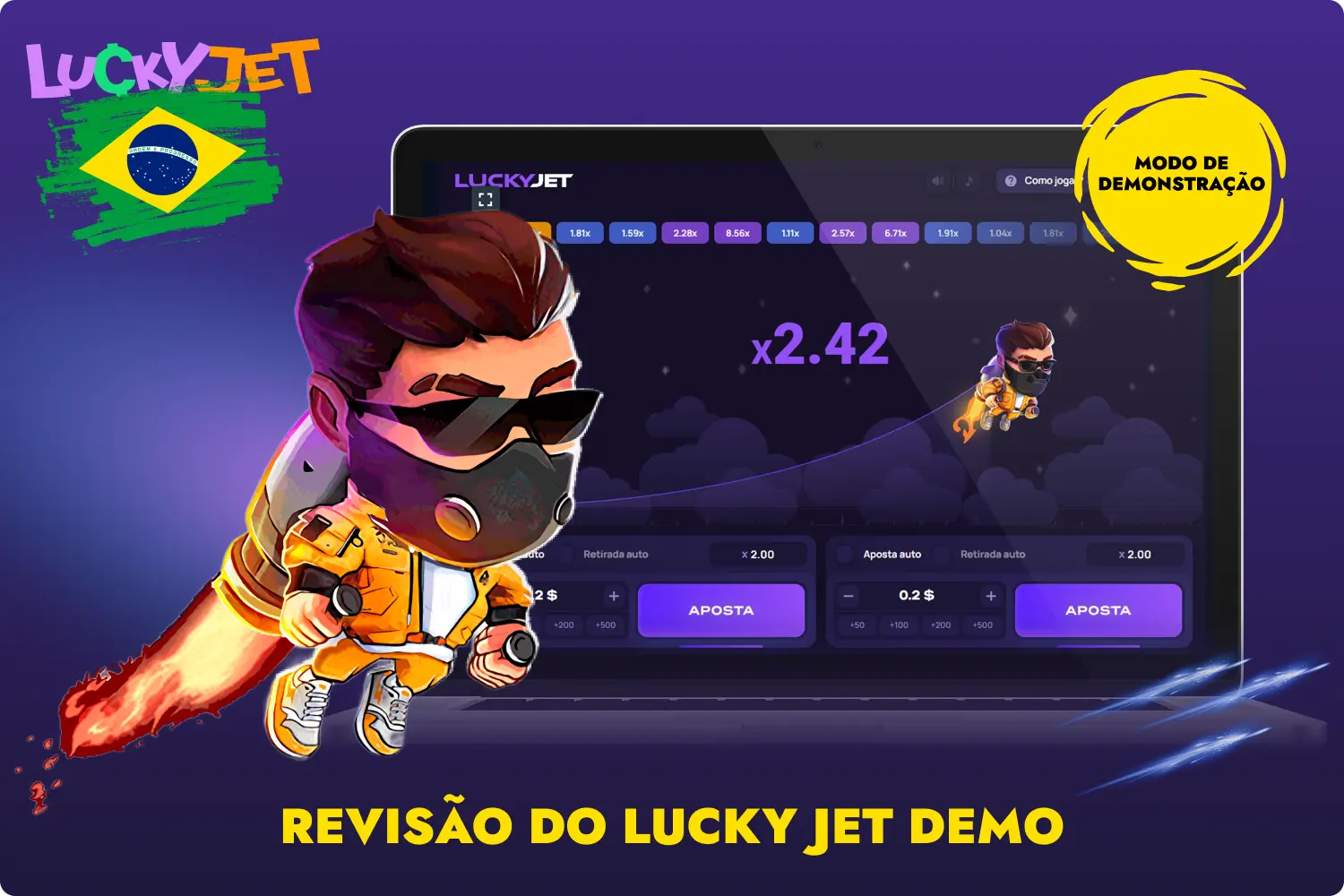 Os jogadores do Brasil podem começar a jogar o jogo visualmente atrativo Lucku Jet em modo de demonstração, totalmente gratuito
