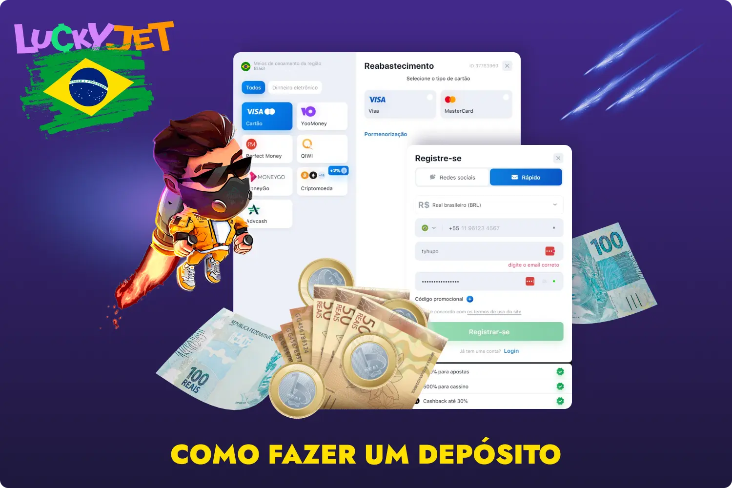 Depois de financiar uma conta no 1win, os jogadores do Brasil poderão jogar Lucky Jet a dinheiro real