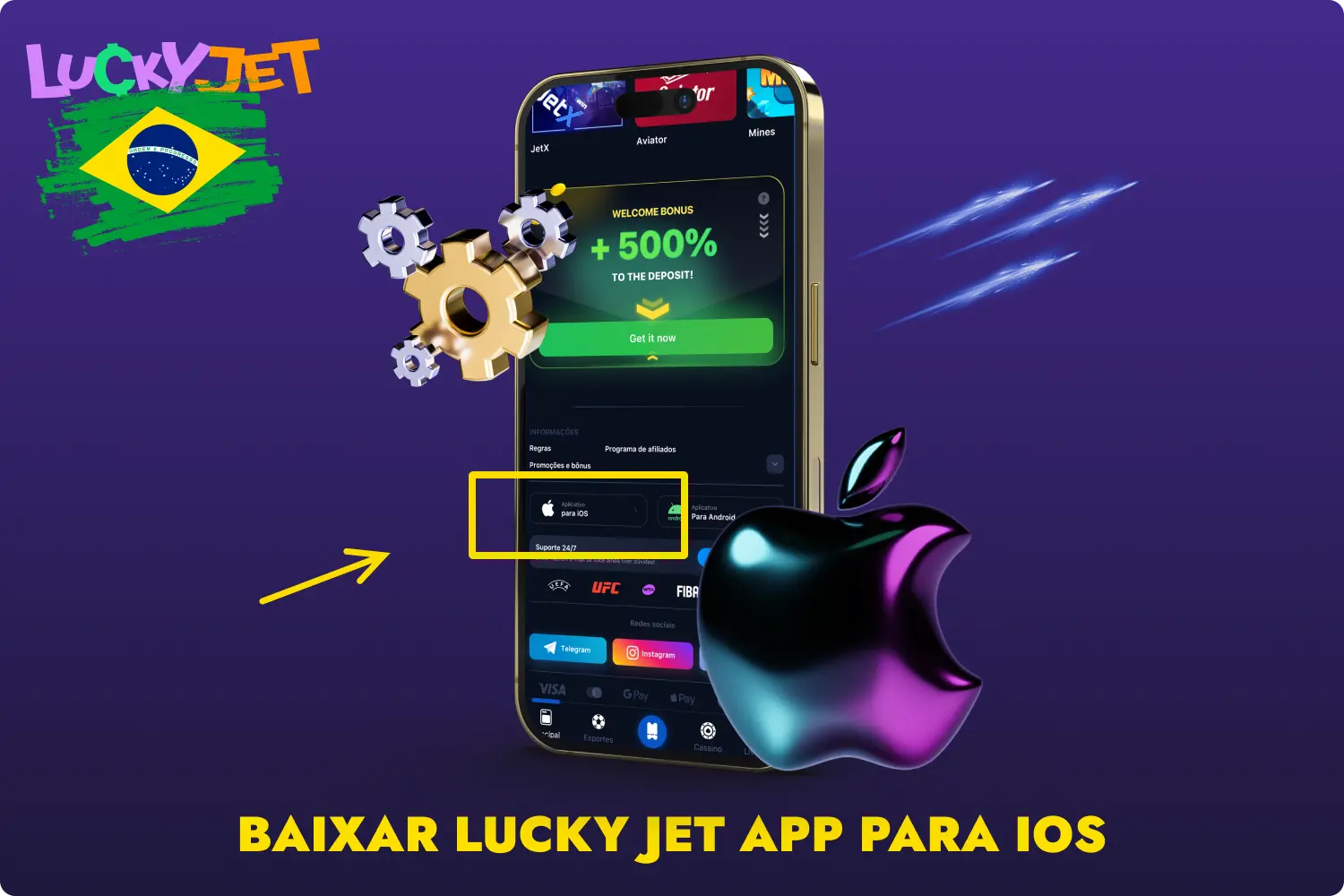 Depois de instalar a aplicação 1win para o sistema iOs, os utilizadores brasileiros irão apreciar a vasta seleção de jogos de casino, incluindo o jogo Lucky Jet