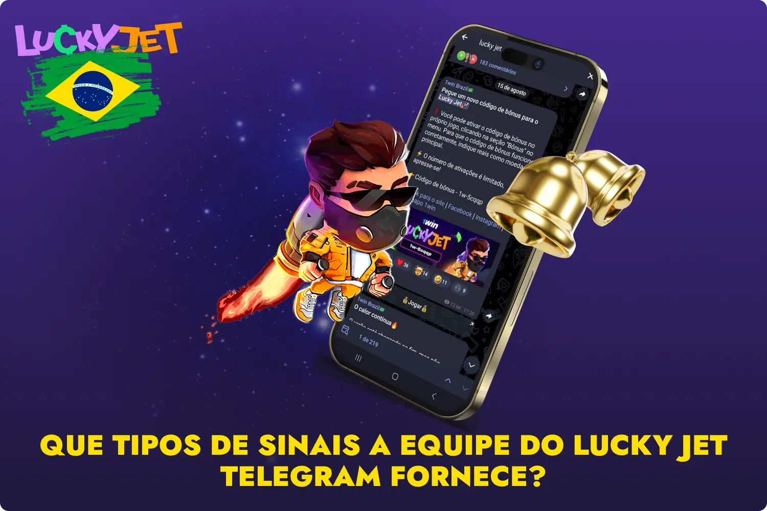 Existem vários tipos de sinais Lucky Jet oferecidos pela equipa do Telegram aos jogadores brasileiros para maximizar a sua experiência de jogo
